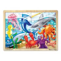 Melissa and Doug ของเล่นเด็ก ของเล่นไม้ จิ๊กซอ ตัวต่อไม้ (24 ชิ้น) Wooden Jigsaw Puzzle Sea Life 