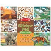 Melissa and Doug ของเล่นเด็ก สมุดสติกเกอร์ เล่นซ้ำได้ Reusable Sticker Pad -  Jungle & Savanna สัตว์ป่า ทุ่งสะวันนา